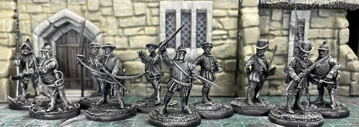 panzerkaput's tweet photo. My Border Wars Garrison Troops from Flags of War, printed, assembled and primed ready for painting for my Border Reiver games. #flagsofwar #borderreiver #borderwars https://t.co/wWo0DM10Ao