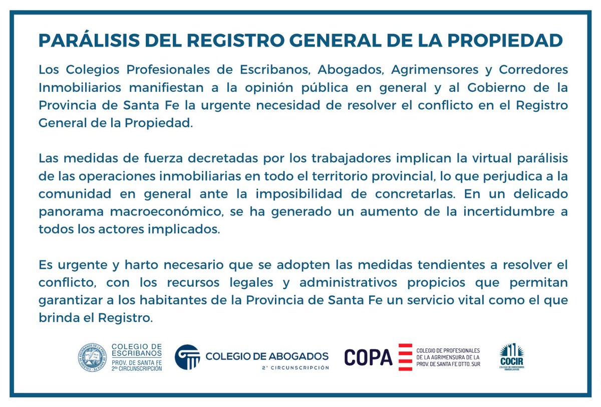 #AHORA I 📞En #LaPrimeraDeLaTarde hablamos con Lucas Galdeano, Presidente del Colegio de Abogados de Rosario (<a href="/GaldeanoLucas/">Lucas Galdeano</a>)
➡️El Registro de la Propiedad sigue de paro y hoy desde Colegios Profesionales lanzaron un comunicado para que se resuelva el conflicto