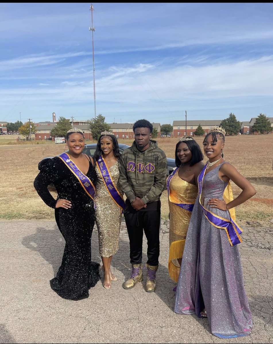 Our Royal Court with Bro. Tanner Calhoun before the start of the homecoming parade