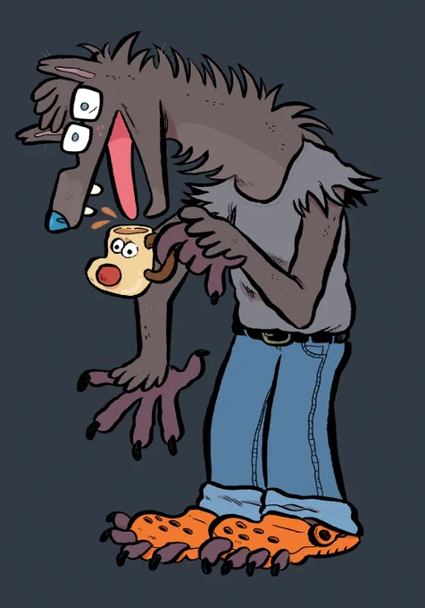  is soon to be over!  (Trick or) treat yourself to a tale of werewolves, found-family and Tupperware with "Werewolf Social Club", my latest zine!     > the artist as she appeared pulling late-nights to get the comic finished