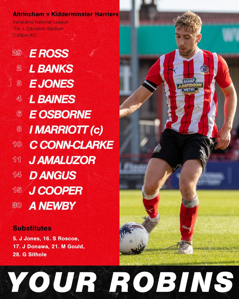 Altrincham FC on X: We return to league action tonight, here's how we line  up! 🔴⚪️ #COYR #Alty4All  / X