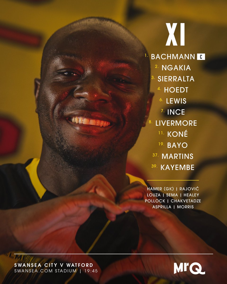 WatfordFC's tweet photo. π§πππ π‘ππͺπ¦. π«Ά
Kayembe and KonΓ© come into midfield as two of three changes for this evening.
#WatfordFC | @EFL https://t.co/RtOCFqGN4D