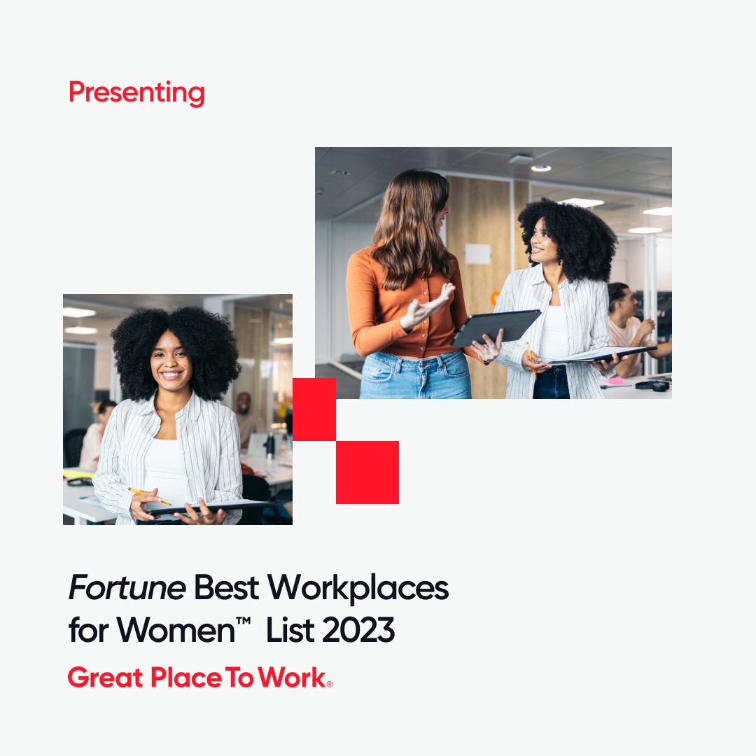 GPTW_US's tweet photo. 🌟The 2023 Fortune Best Workplaces for Women list is out! 🎊These organizations have created a culture of trust, respect, and inclusion for all their employees, especially women. https://t.co/23pz3P4OiM 

#GreatPlaceToWork #GPTW4ALL #Bestworkplaces #Women #womenempowerment https://t.co/a2o3Rk48nz