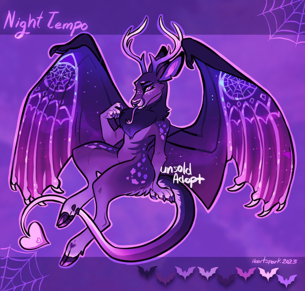 Night tempo ✨️🦌 A fun demon themed adopt with wings based on cathedral windows! This was so fun to work on ✨️ Details below ✨️💜 🔄 appriciated 🥰