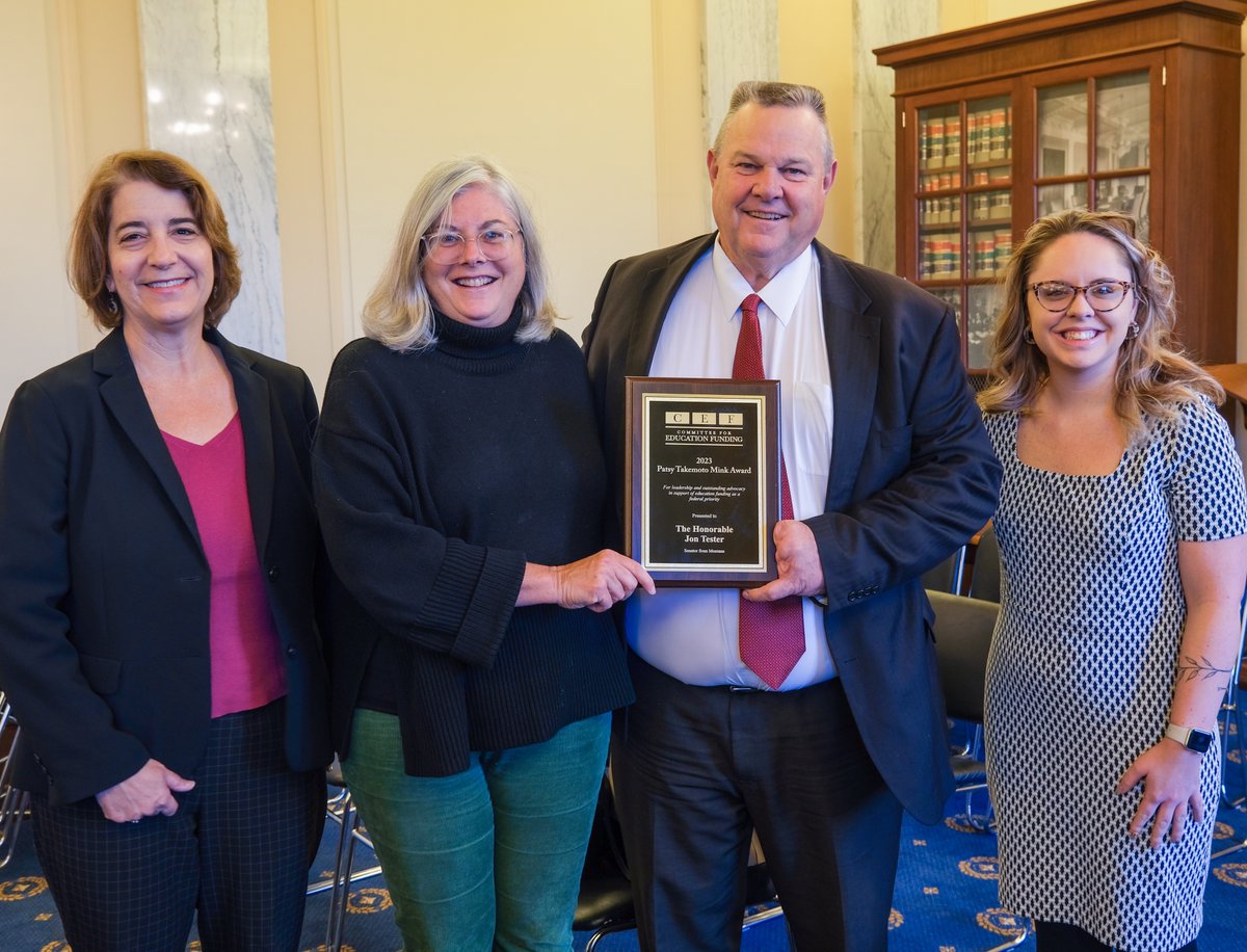 Honored to receive the Patsy Takemoto Mink National Leader Award from @EdFunding. Education is our nation’s great equalizer—but it’s got to have resources. From supporting rural schools to strengthening TRIO, I’m determined to get MT students and schools what they need to thrive.
