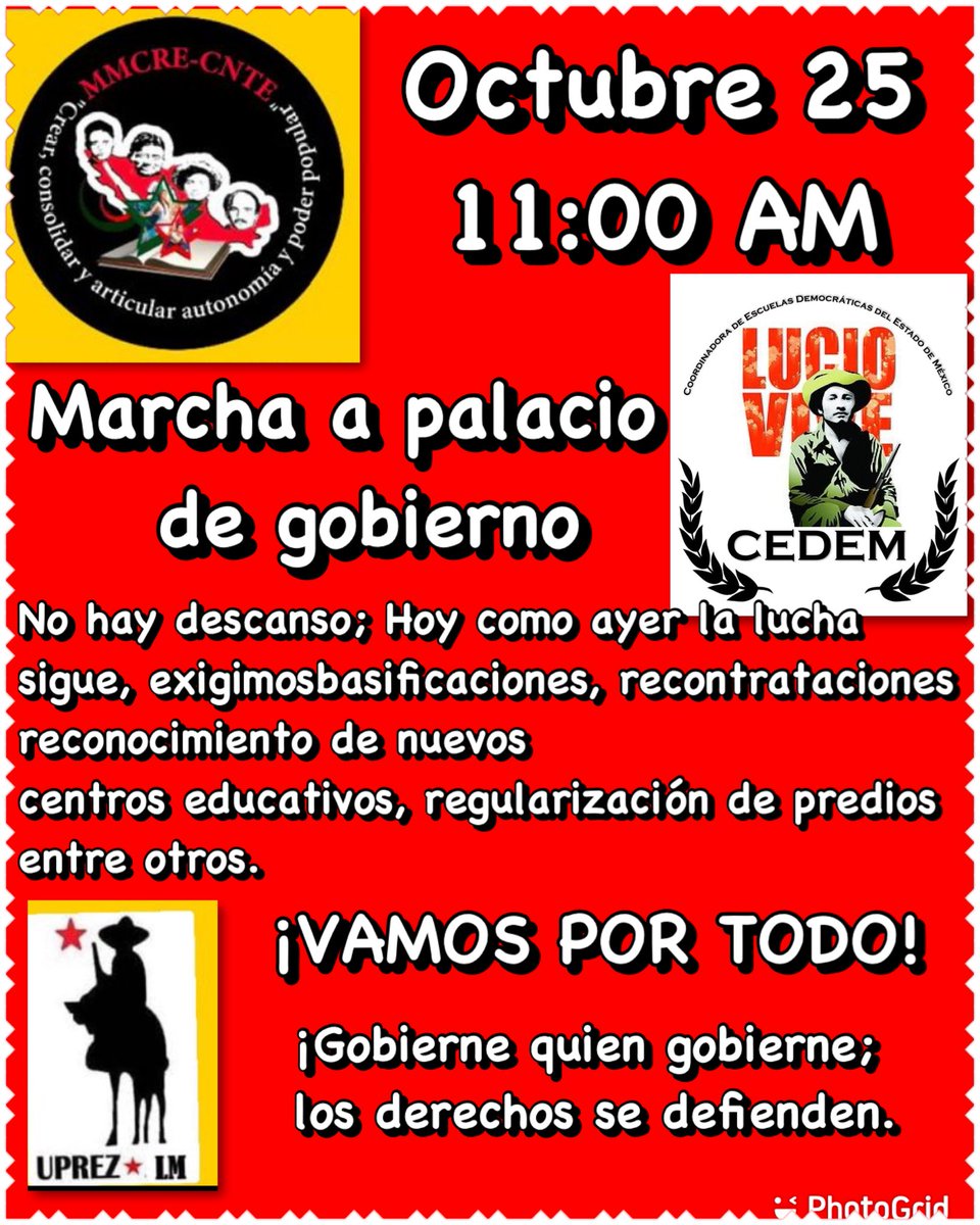 MrProfee's tweet photo. #ÚLTIMAHORA Mañana 25, 11:00 AM, organizaciones unidas salimos a marchar, exigiendo a este nuevo gobierno nuestras demandas. El maestro luchando, también está enseñando. @delfinagomeza @Edomex @horacioduarteo @SeducEdoMex https://t.co/fXH9r7pni7