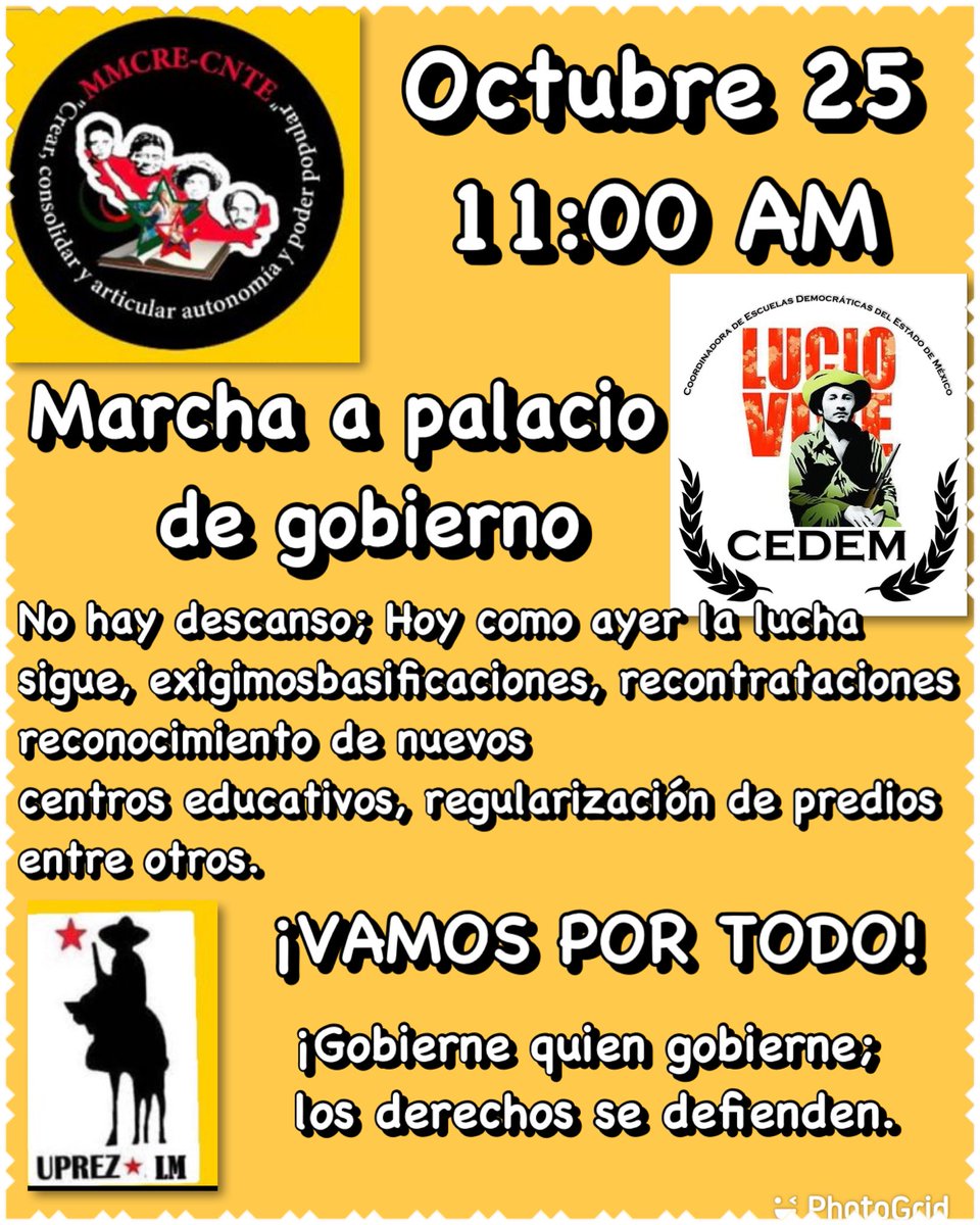 MrProfee's tweet photo. #ÚLTIMAHORA Mañana 25, 11:00 AM, organizaciones unidas salimos a marchar, exigiendo a este nuevo gobierno nuestras demandas. El maestro luchando, también está enseñando. @delfinagomeza @Edomex @horacioduarteo @SeducEdoMex https://t.co/tvW29hJlMh