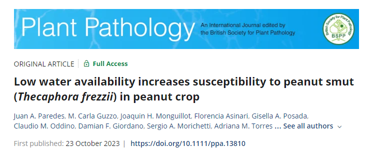 Juan_A_Paredes's tweet photo. The second paper from my thesis has been published!

"Low water availability increases susceptibility to peanut smut (Thecaphora frezzii) in peanut crop"

https://t.co/SWZClt5x5N

We found strong correlations between precipitation and severely affected pods from January to March https://t.co/nY8HXtMSXB