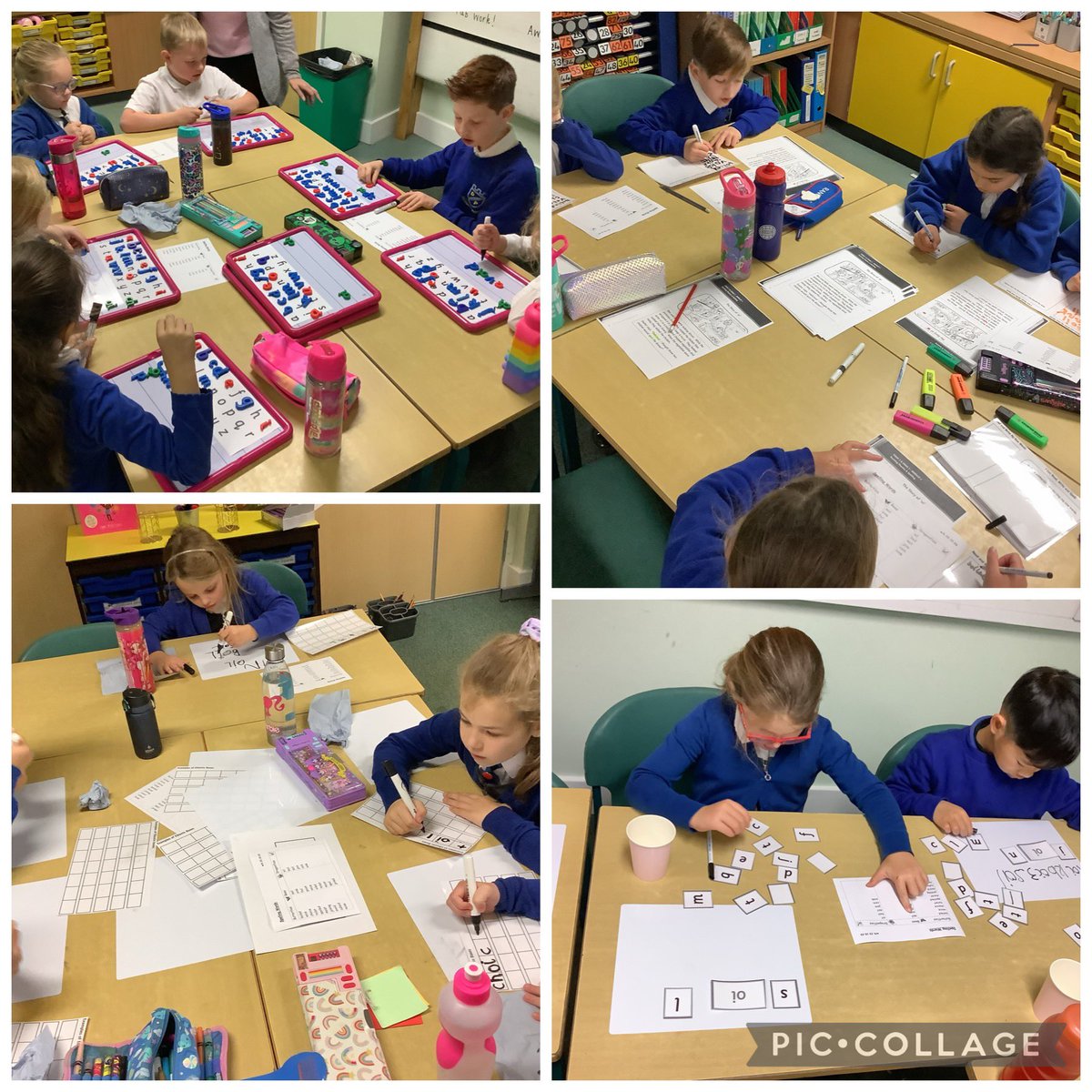 DeanburnPS_P3's tweet photo. We used different spelling carousel stations this morning to practice our #SoundoftheWeek ‘oi’
We focused on the five finger 🤚🏼 strategy - say the word, make the word, blend the word, write the word and read the word! @ActiveLiteracy #ActiveLiteracy #spelling #sounds #phoneme https://t.co/gb9pWUU7C9