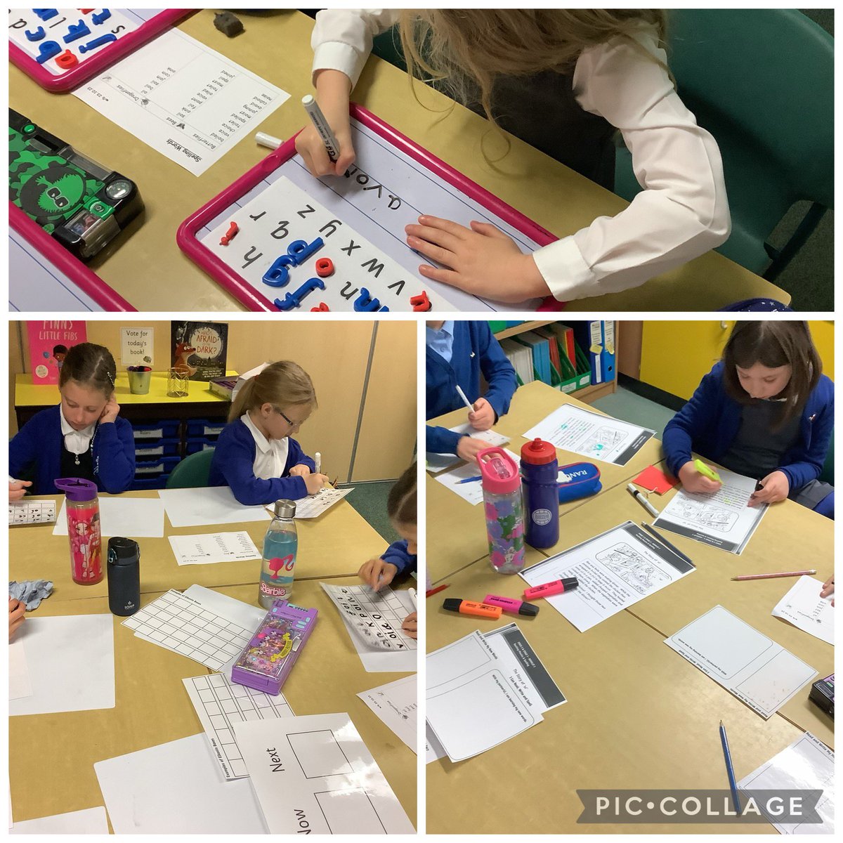 DeanburnPS_P3's tweet photo. We used different spelling carousel stations this morning to practice our #SoundoftheWeek ‘oi’
We focused on the five finger 🤚🏼 strategy - say the word, make the word, blend the word, write the word and read the word! @ActiveLiteracy #ActiveLiteracy #spelling #sounds #phoneme https://t.co/gb9pWUU7C9
