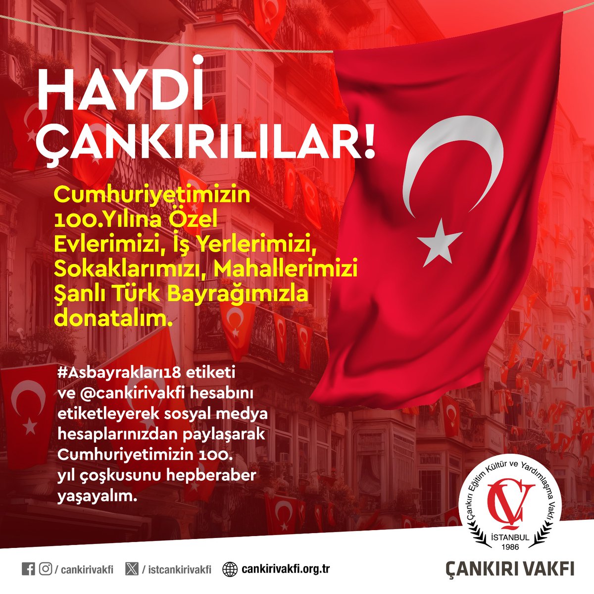 HAYDİ ÇANKIRI,HAYDİ TÜRKİYE...#Asbayrakları18 <a href="/istcankirivakfi/">İstanbul Çankırı Vakfı</a> <a href="/AtasehirRehberi/">Ataşehir Rehberi</a> <a href="/atasehir_haber/">Ataşehir Haber</a> <a href="/alikaraabali/">Ali Karaabalı</a> <a href="/Cankirimezun/">Çankırı Vakfı Mezunlar Platformu</a> <a href="/18cvgk/">Çankırı Vakfı Gençlik Kolları</a> #Istanbul #Cumhuriyetinyüzüncüyılı #Cumhuriyetimizin100YılıKutluOlsun #BayrakAsTürkiyem #BayraklarınıAsTÜRKİYEM
