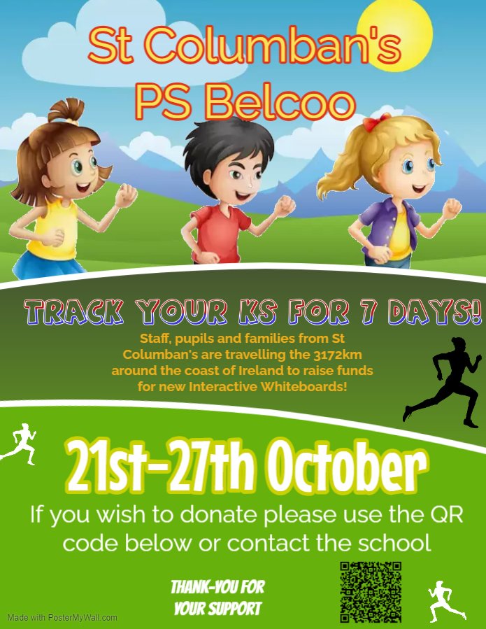 StColumbans76's tweet photo. 2️⃣4️⃣5️⃣2️⃣kms of our 3152km target has been reached today!
A massive well done to pupils, parents & staff who have put in a superb effort to help us with our #TrackYourKsFor7days fundraiser!
Thanks also to all who have donated! https://t.co/s4uljg1zIN