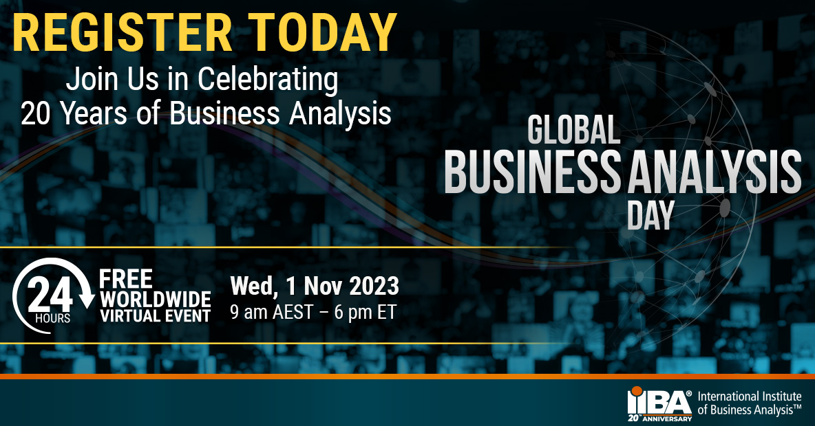 IIBA's tweet image. Across five different time zones, we invite you to join our 24-hour virtual event—a worldwide celebration that marks 20 years of innovation, profound insights, and meaningful impact.

Register Today events.hubilo.com/global-busines…

#GBAD #BusinessAnalysis #IIBA #Events #GlobalCommunity