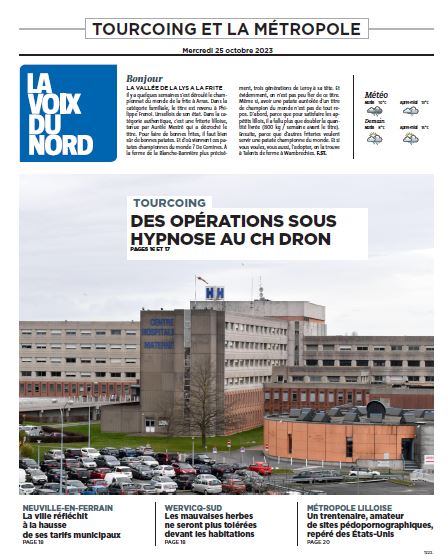 Bonjour. Voici la Une de votre édition de Tourcoing du jour. Pour lire le journal en ligne, suivez le lien : journal.lavoix.com Bonne journée !