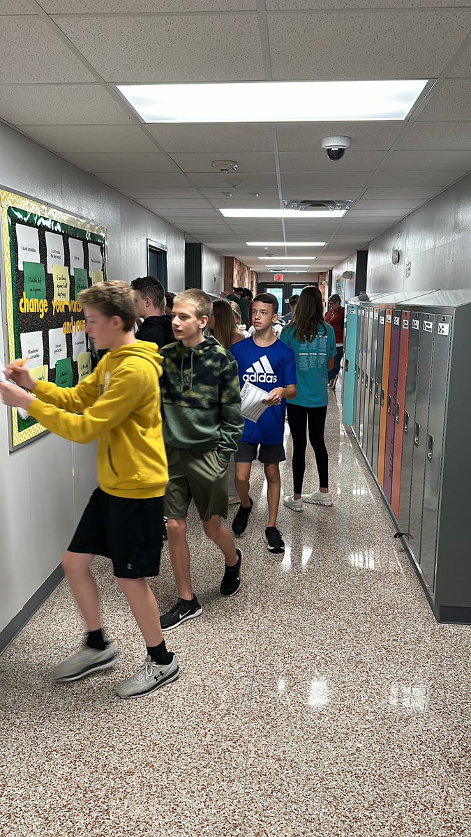 8th grade doing a gallery walk as they begin to learn about Edgar Allan Poe. Good brain break as they’re up and moving about the building. Literacy and wellness come together, right @JeriWendzel 😉