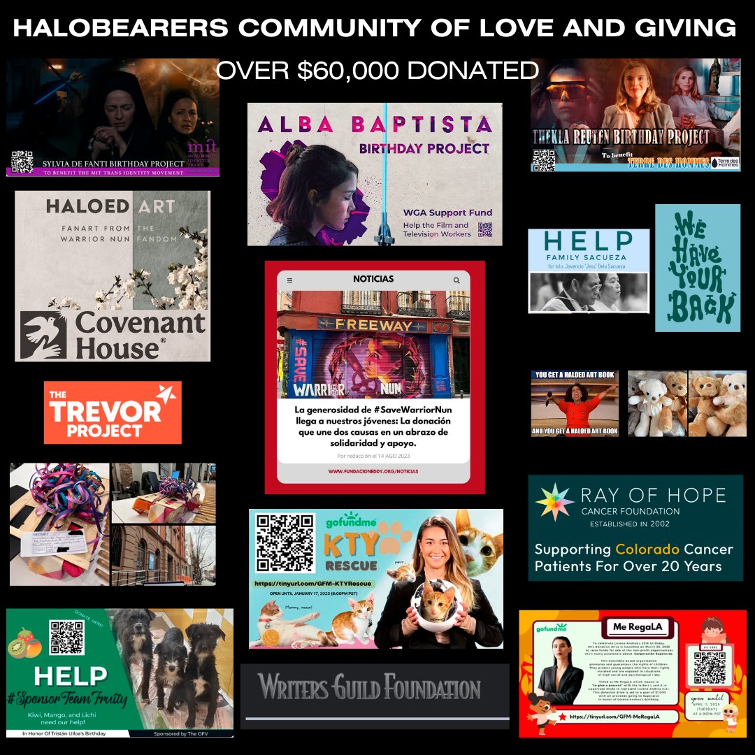 #WarriorNun fandom DONATED OVER $60,000 
Our fandom developed into more than just a community. It became a beacon of change. And that change can clearly be seen in the charity and fundraising projects organized and executed by the #WarriorNun fandom.
HALOBEARERS COMMUNITY OF LOVE