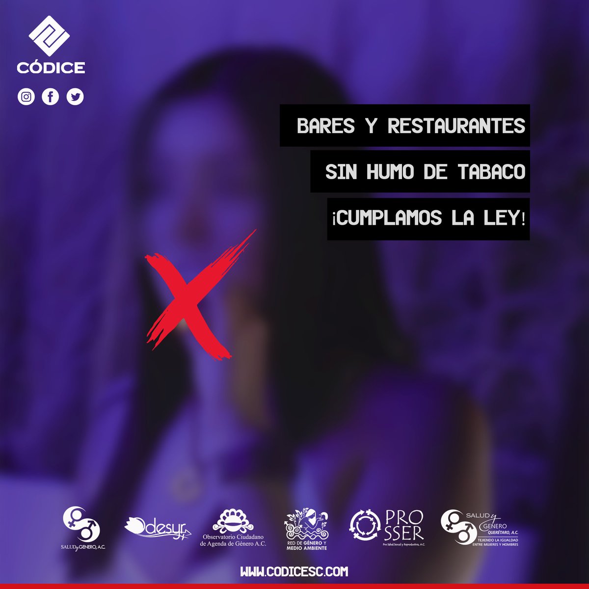 codicesc's tweet photo. Fumar en espacios cerrados está prohibido, daña tu salud y la de las y los trabajadores.
#cumplamoslaley https://t.co/7azlNNQ9rP