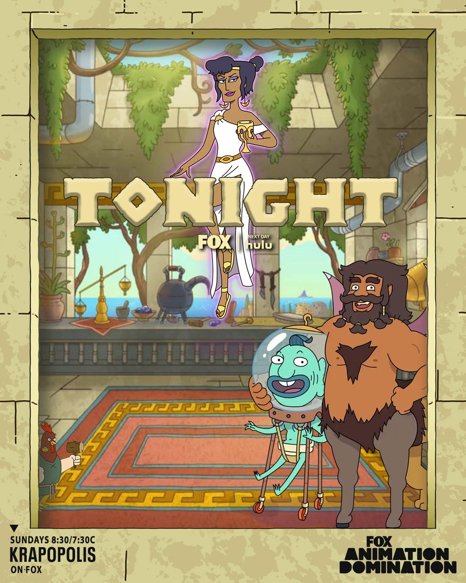 Krapopolis's tweet photo. Get ready to ruffle your feathers, it's showtime tonight! 💩🐔📺 

Don't (Krap) chicken out, join us for the latest egg-citing episode of #Krapopolis! https://t.co/aITIbVKQQQ