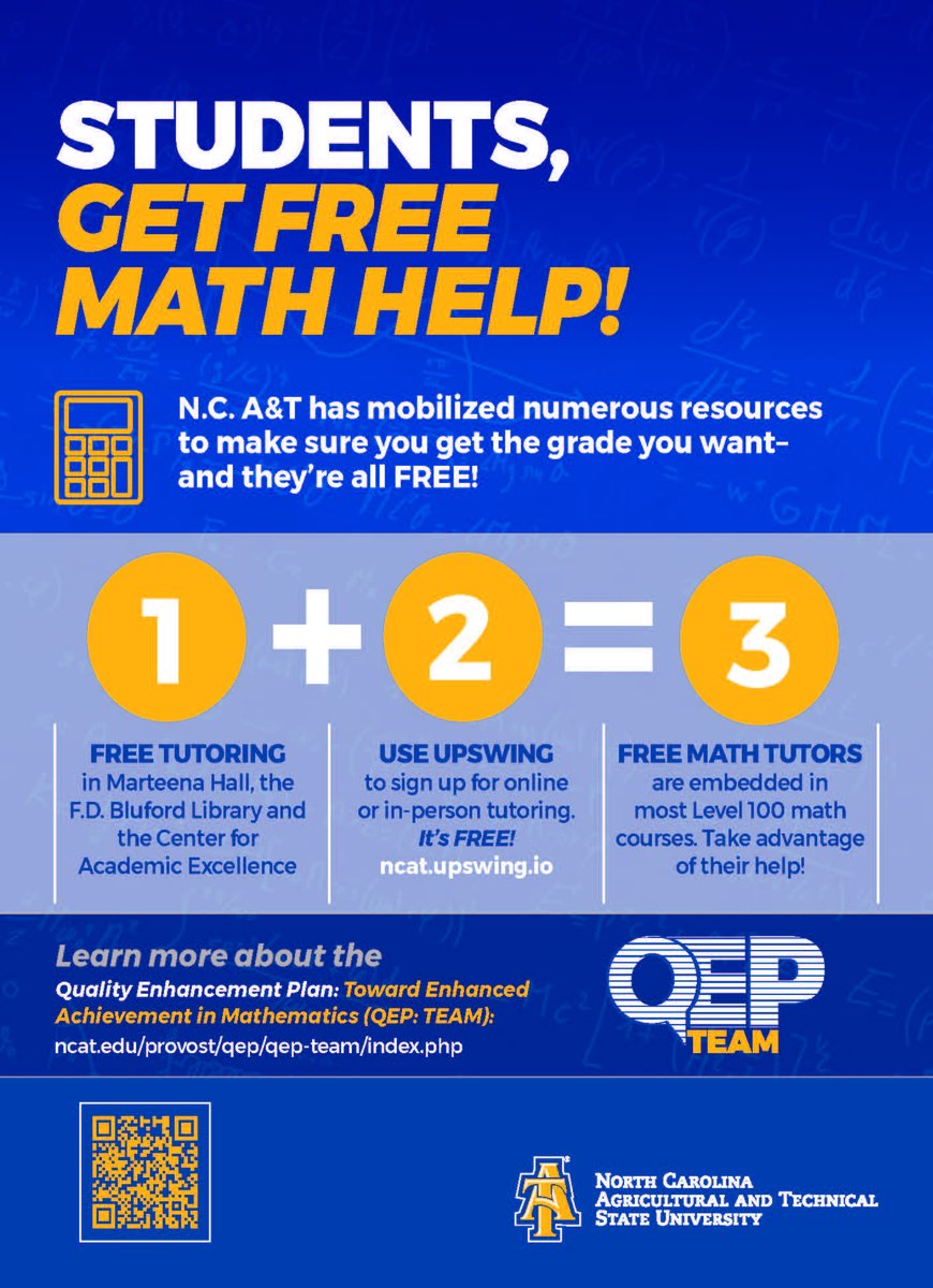 #NCAT students you can get FREE math assistance! Visit ncat.upswing.io to get started.