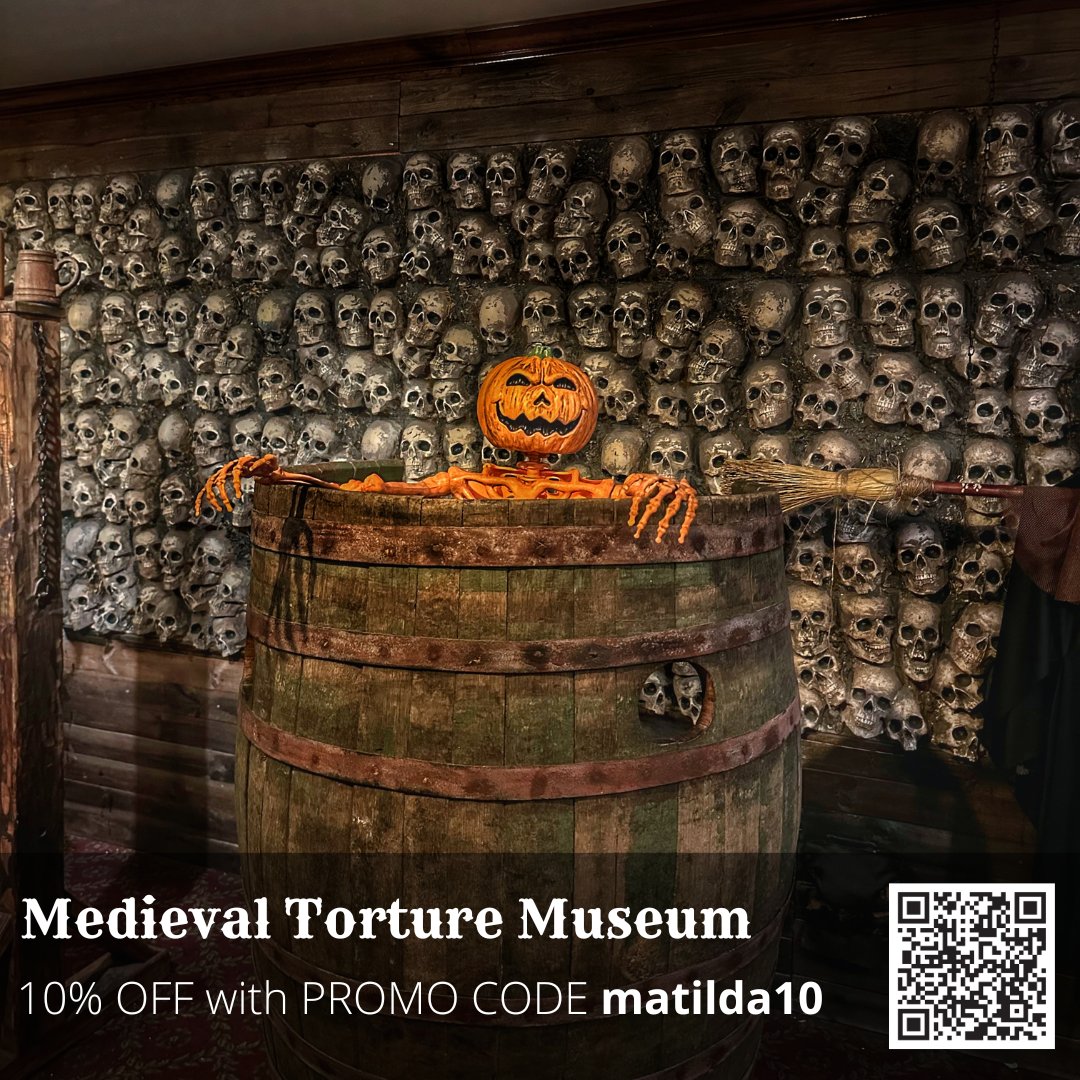 AuntMatildas's tweet photo. We've teamed up with The Medieval Torture Museum to bring you a delightfully frightful10%OFF deal!
Medieval Torture Museum
100 St. George Street
The largest interactive Medieval Torture Museum in the U.S.
ONLINE tickets 25% + additional 10% OFF with the promo code matilda10 https://t.co/Hy992trs4S