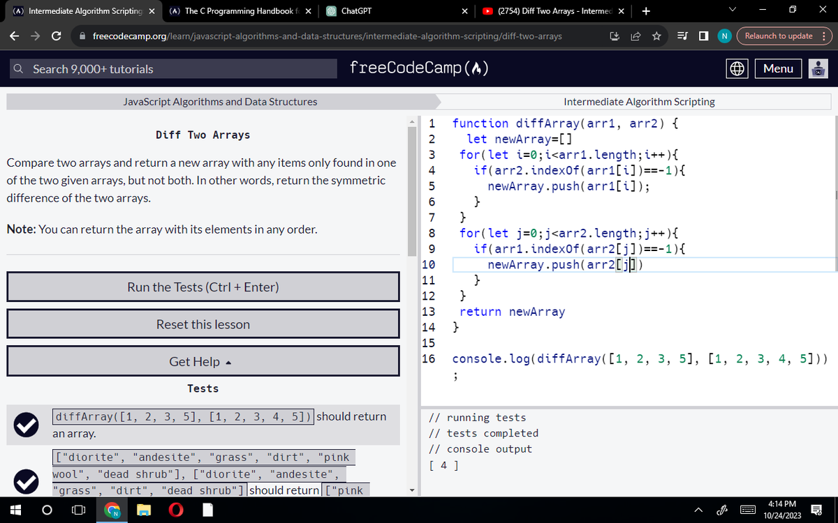 n_codingjourney's tweet photo. printing the different number between arrays using js in https://t.co/UBoz8uNzDP #coding, #programming, #codingtime, #codingjourney, #codingcommunity, #codinglife https://t.co/LfCJhXKAY3