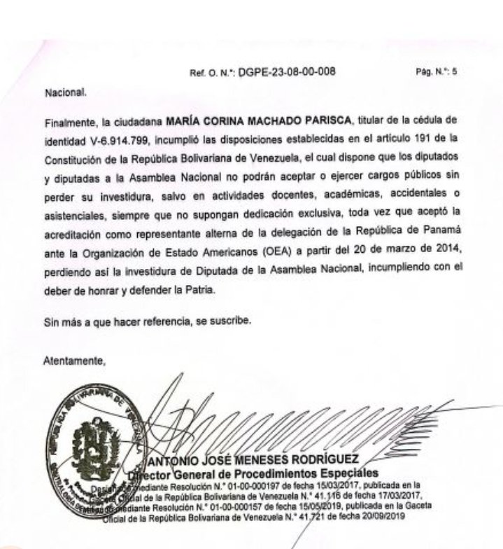 ChavezErtugrul's tweet photo. Aquí está la misiva de la Contraloría General de la República con la explicación DETALLADA DE 

LA INHABILITACIÓN DE MCM 

resolución 01 - 00 - 000398 

Del 13 de julio de 2015

Está inhabilitada por 15 años hasta el 2030

Y les recordamos que estamos en el 2023 https://t.co/V2tMnstt6p