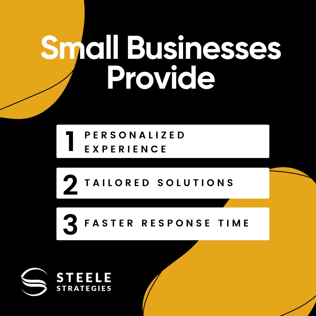 Small businesses like Steele Strategies often provide a more personalized experience, tailored solutions, and a faster response time. Explore how our unique perspective can transform your workplace. #SmallBusinessBenefits #UniquePerspective