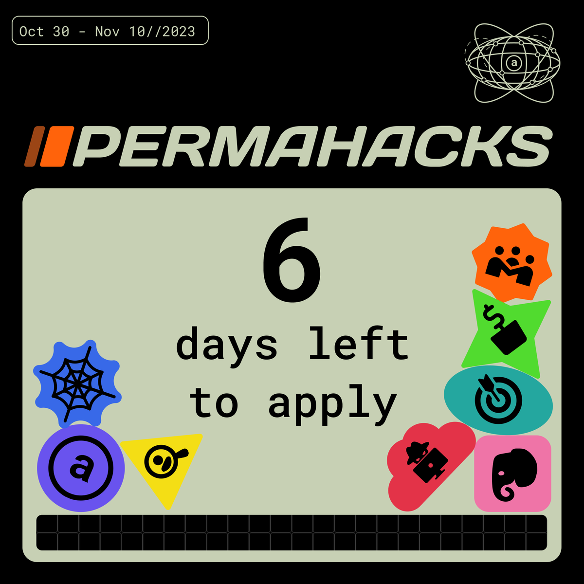 Permahacks's tweet photo. 6 DAYS LEFT TO APPLY TO PERMAHACKS! ⏳

🔥 Countdown Tip #2: Plan Your Schedule 🗓️
Sketch out a rough schedule for the hackathon period. Allocate time for research, development, and testing.

🌀 Sign up to hack: https://t.co/a8LjWTl6M9

Stay tuned for pre-event tips and updates🚀 https://t.co/oXOrTWzXfG