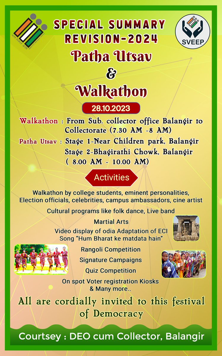 We solicit your gracious presence on the occasion of Patha Utsav and Walkathon on 28th October at mentioned venue