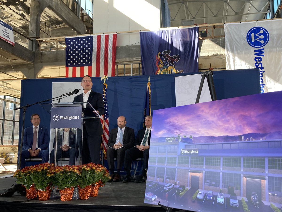 RyanDeto's tweet photo. Westinghouse is announcing a new facility to manufacture nuclear batteries in Etna, just outside of Pittsburgh. Batteries should be able to make nuclear energy portable, potentially to disasters and other locations in need of power. Gov Shapiro is here to announce state support https://t.co/si4gMNrjiP