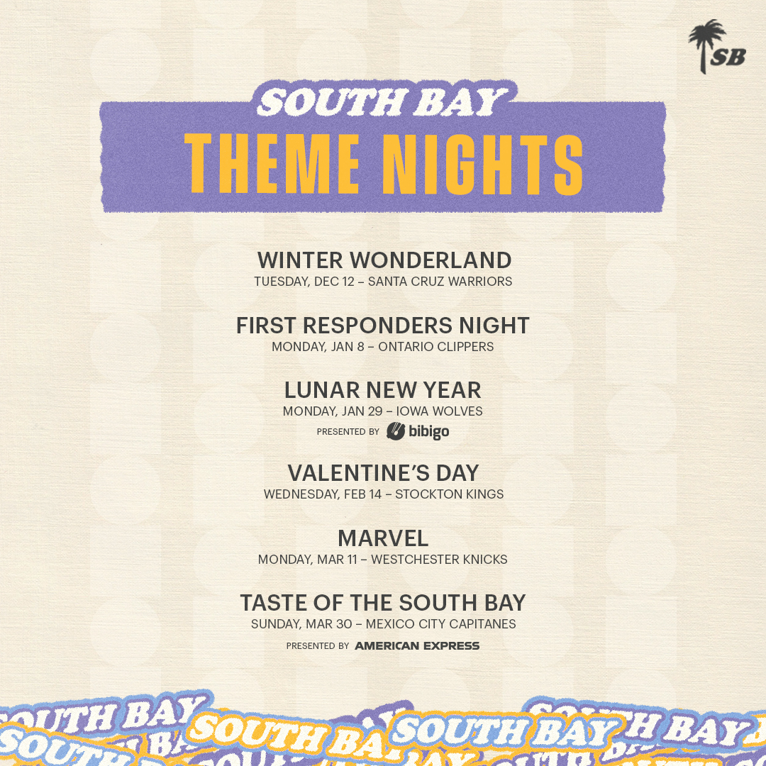 Mark your calendars for South Bay theme nights 🗓️ #SBLakers