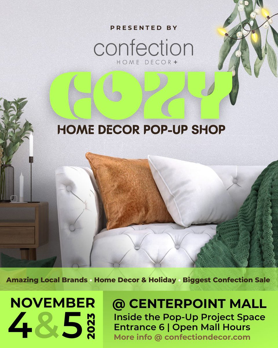 confectiondecor's tweet image. Next weekend don’t miss our COZY pop-up! Big sale on many @confectiondecor items 50% + OFF!

For more details on the amazing local brands that will be featured, visit confectiondecor.com/cozy

#torontopopup #torontothingstodo #northyorkpopup #northyorkevents
