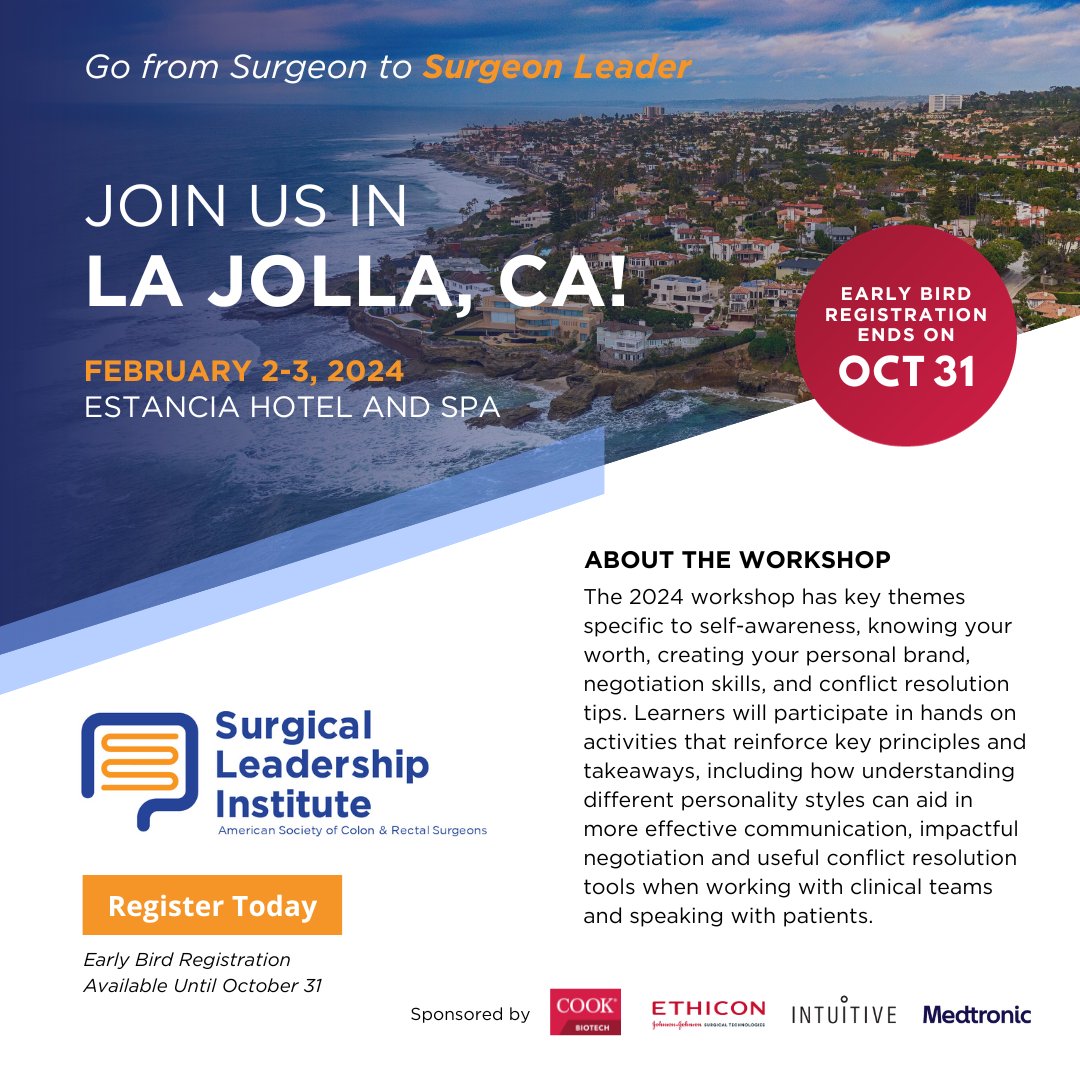 ASCRS_1 (@ascrs_1) on Twitter photo EARLY BIRD REGISTRATION ENDS OCT 31!
Don't miss out on our SLI workshop happening early next year. Secure your spot today and save $150 with advanced registration for the full two-day program.
Register today: fascrs.org/my-ascrs/educa…
<a href="/BDionigiMD/">Beatrice Dionigi MD,FACS,FACRS</a> <a href="/SoniaRamMD/">Sonia Ramamoorthy, MD FACS FASCRS</a> <a href="/Doc_Brown44/">Ramon Brown, MD, MBA</a> EARLY BIRD REGISTRATION ENDS OCT 31!
Don't miss out on our SLI workshop happening early next year. Secure your spot today and save $150 with advanced registration for the full two-day program.
Register today: fascrs.org/my-ascrs/educa…
<a href="/BDionigiMD/">Beatrice Dionigi MD,FACS,FACRS</a> <a href="/SoniaRamMD/">Sonia Ramamoorthy, MD FACS FASCRS</a> <a href="/Doc_Brown44/">Ramon Brown, MD, MBA</a>