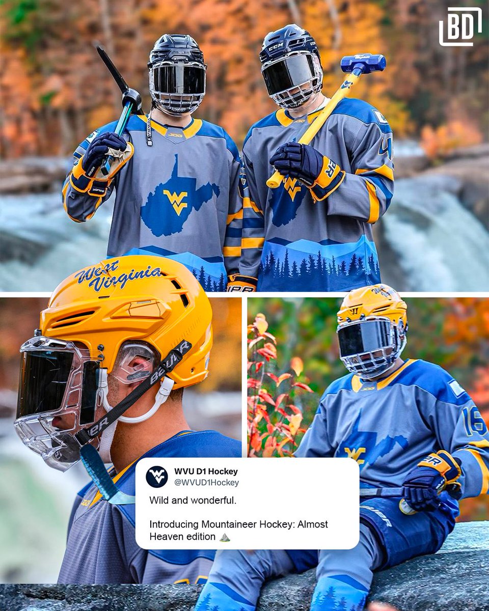 BarDown's tweet photo. West Virginia just dropped some of the nicest jerseys of the year 🔥

(Via: @wvud1hockey) https://t.co/Azv8WgpqCJ