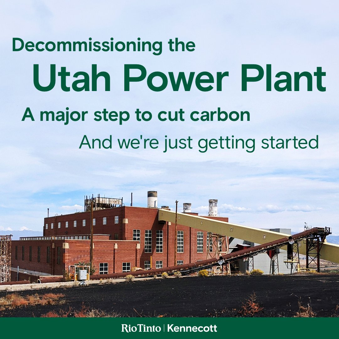 Closing the UPP reduced our carbon footprint by 65%!
Shifting to sustainable energy solutions is one of our priorities— we're committed to building a future we can be proud of.

#Mining #Copper #Kennecott #KennecottProud #Kennecott120 #Decarbonization #FindingBetterWays