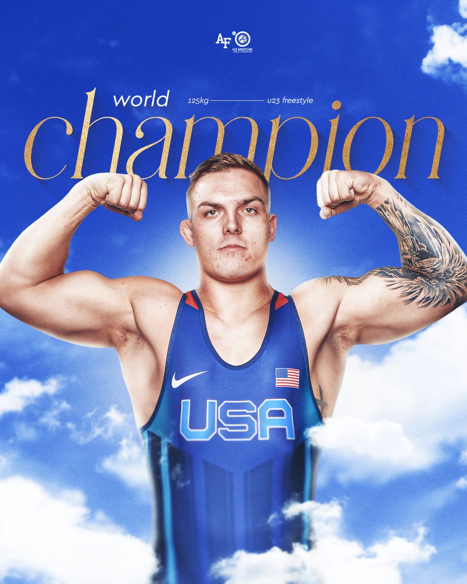 Wyatt Hendrickson wins by tech 13-3 over Adil Misirci of Turkey to win U23 GOLD 🥇!  Wyatt is the Air Force Academy's first-ever World Champion! GO FALCONS! #FlyFightWin #DoHardThings