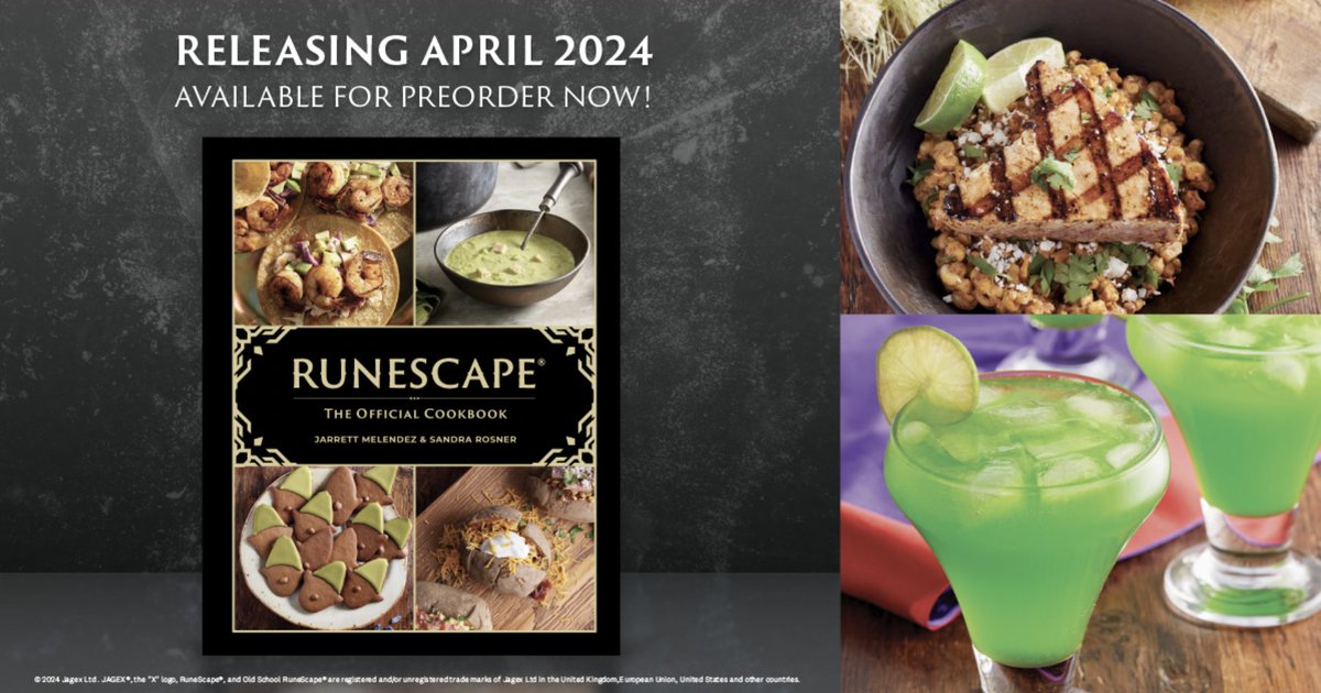 insighteditions's tweet photo. The Culinaromancer returns! We’re so excited to be publishing RuneScape: The Official Cookbook, the ultimate gourmet ‘Scaper’s guide to the cuisine of Gielinor. Preorder now from your favorite bookseller https://t.co/fGwICNod6q! @RuneScape @Jagex @OldSchoolRS https://t.co/VHuuEgIih5