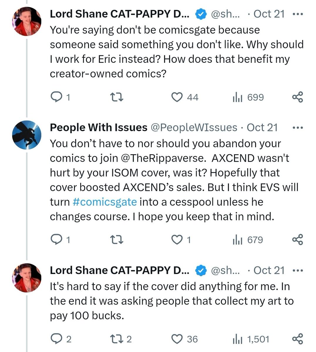 RippaverseComic's tweet photo. Isom cover artist Shane Davis says he doesn't think his association with the Rippaverse has greatly benefitted the sales of his own books.

In fact, he seems upset it forced his diehard fans to pay an absurd $100 to get a copy of his cover. https://t.co/vvwXEiQfCo