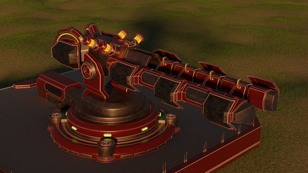 SirSpone's tweet photo. Two recent renders: 
One was supposed to be a spin on the Lighting in a Bottle, however I need to make the VFX for it.

The other is a Dual Magnetic Cannon, an inspired version of the #Halo MAC Cannon that I want to eventually animate.

#blender #3dart #3DModel #hardsurface https://t.co/x1TOsIDGEt