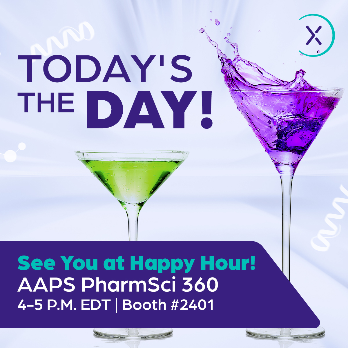 prolytix's tweet photo. It's Happy Hour time! Join us at Booth #2401 during AAPS #PharmSci360 from 4-5 p.m. today. Let's toast to innovation and connection in biotherapeutic science — cheers to great conversations! https://t.co/hfNW21gR8g https://t.co/6iBZJzlPEK