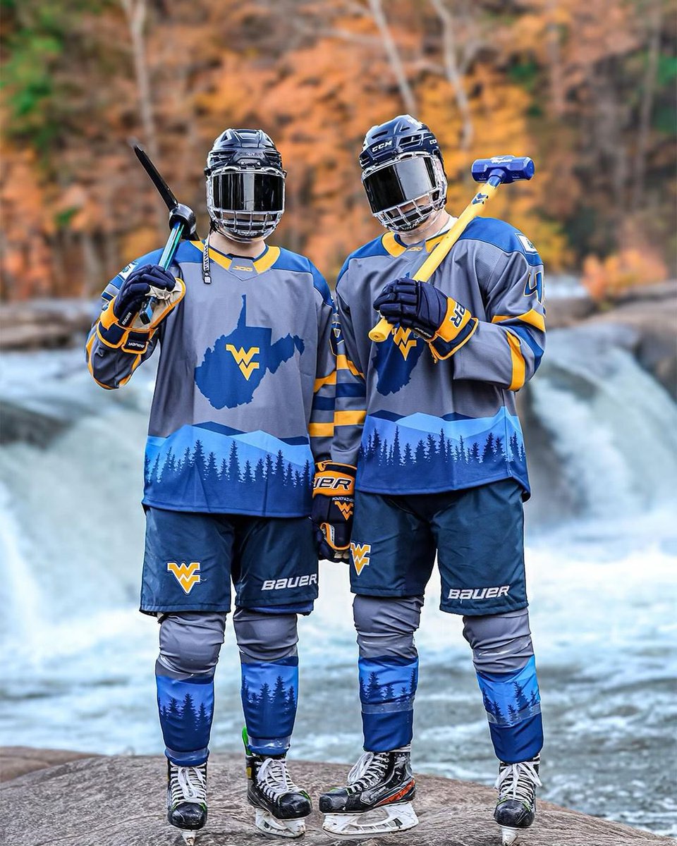 BR_OpenIce's tweet photo. The new @WVUD1Hockey “Almost Heaven” sweaters are HEAT 🥵 https://t.co/8YVYS0IHJi