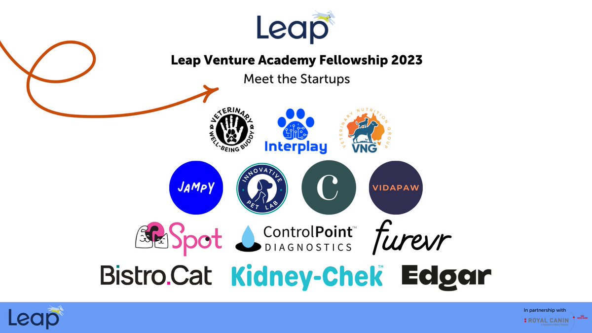 📢  .<a href="/LeapVenture/">Leap Venture Studio & Academy</a> x <a href="/RoyalCanin/">RoyalCanin</a> Fellowship Cohort Unveiled! 🐾 🚀 

💫 Explore our 2023 Fellowship cohort: 13 disruptive pet care startups from 6 countries in Montpellier, France Nov 6-9. Stay tuned for introductions🐶🐱

#PetCare #Innovation #Startups #FutureOfPetCare #Leap