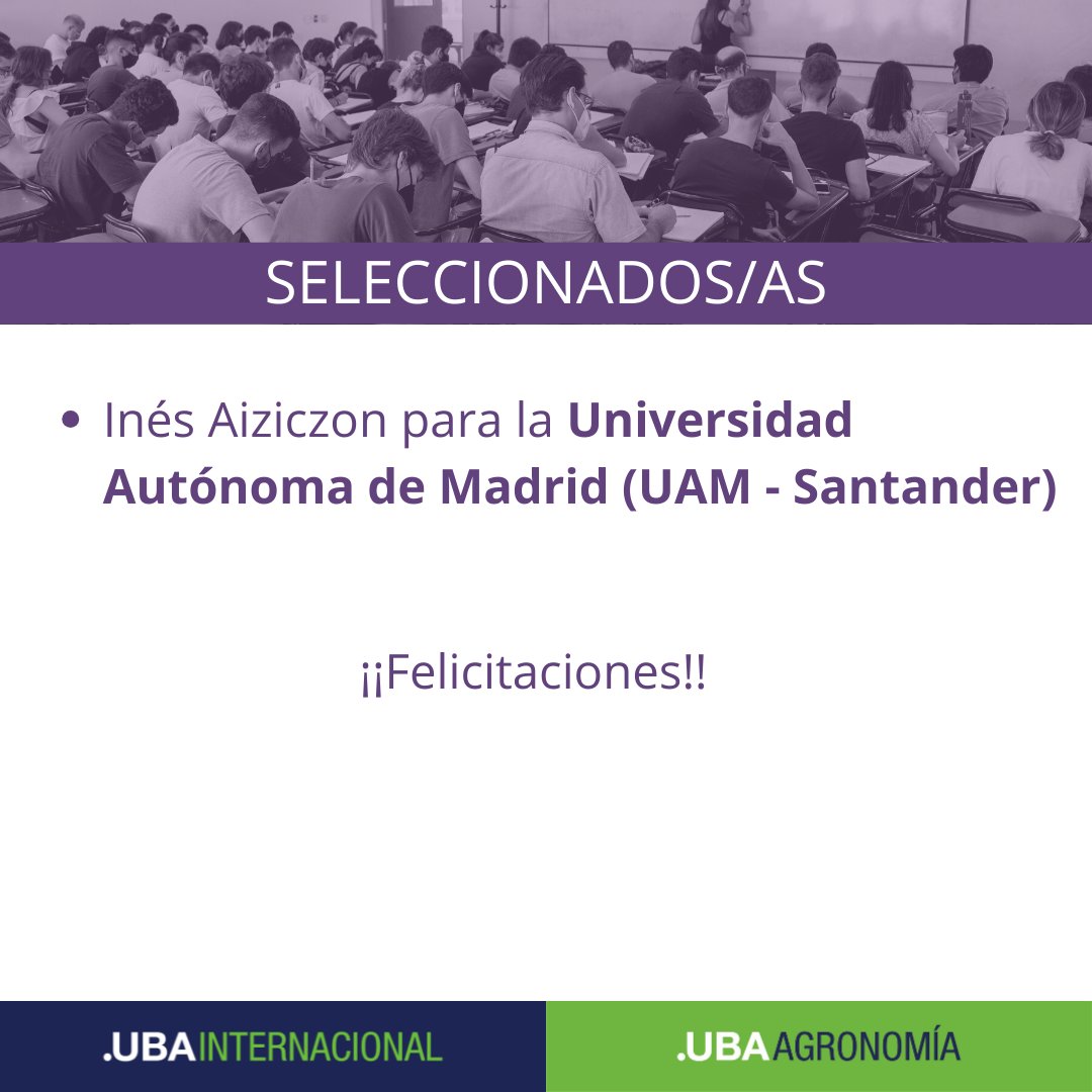 FAUBA_Internac's tweet photo. Felicitamos a todos/as los/as estudiantes de @AgronomiaUBA ganadores/as de las becas UBAINT, Unificada y Osnabrück. 📷📷📷📷
Gracias por toda su dedicación a la hora de postularse. ¡Les deseamos muchos éxitos!
#serfauba #orgullofauba @ubaglobal https://t.co/dkFLDg0lqM