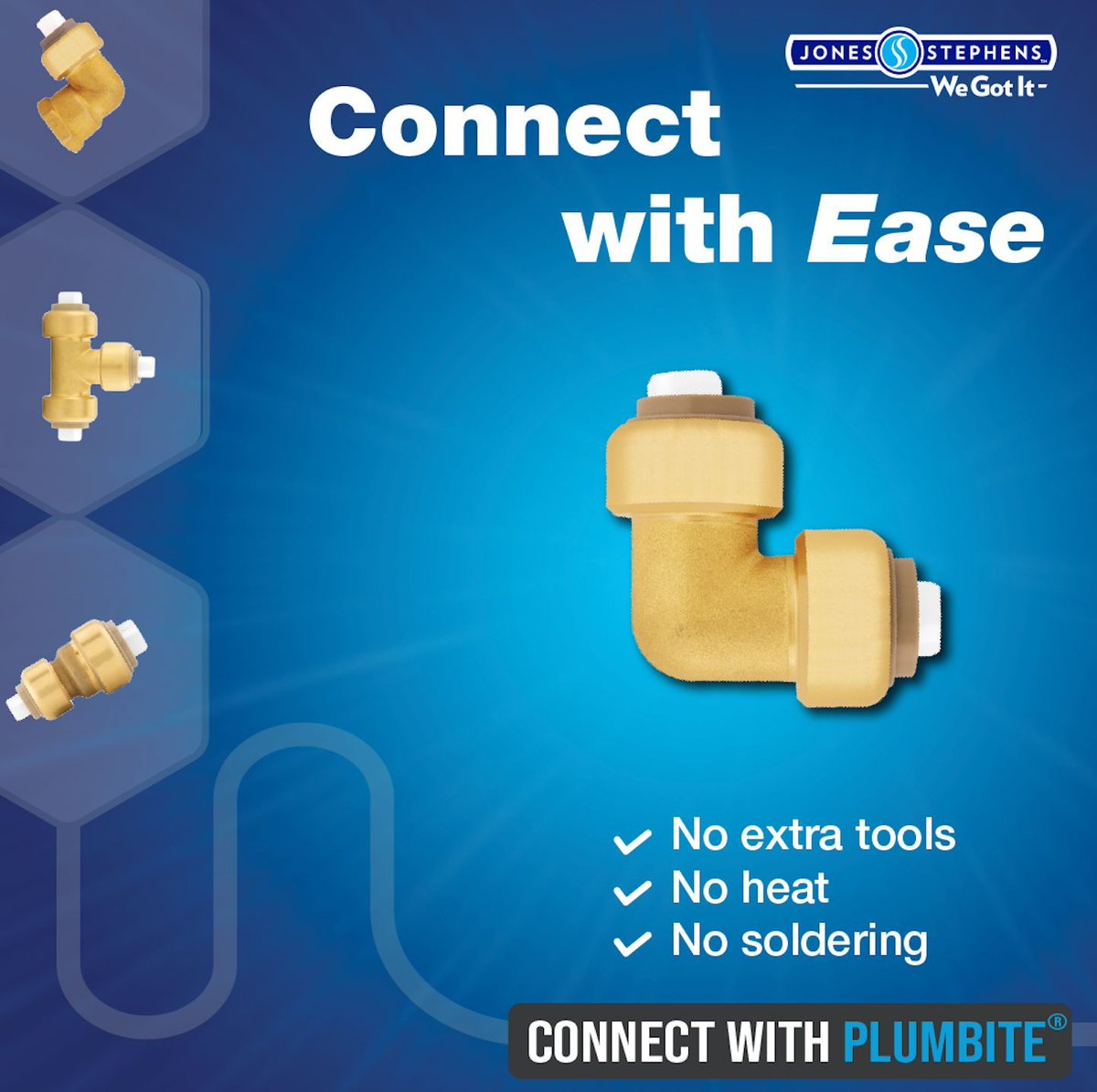 Don't waste your time soldering, pressing, or using extra tools! Say hello to Jones Stephens' PlumBite! Connect with ease and get the job done. Shop Now: buff.ly/497fF8l