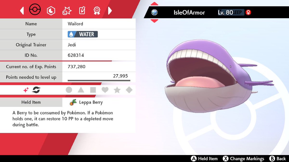 JediKush831's tweet photo. Shiny Wailord in the Isle Of Armor after 183 Resets for the #ShinyABC Quest! #AceShinyHunters #PokemonShield And Special Thanks to @Sibuna_Switch for the hunt set up info. 🙏🏽 https://t.co/e3wnvPnk9W