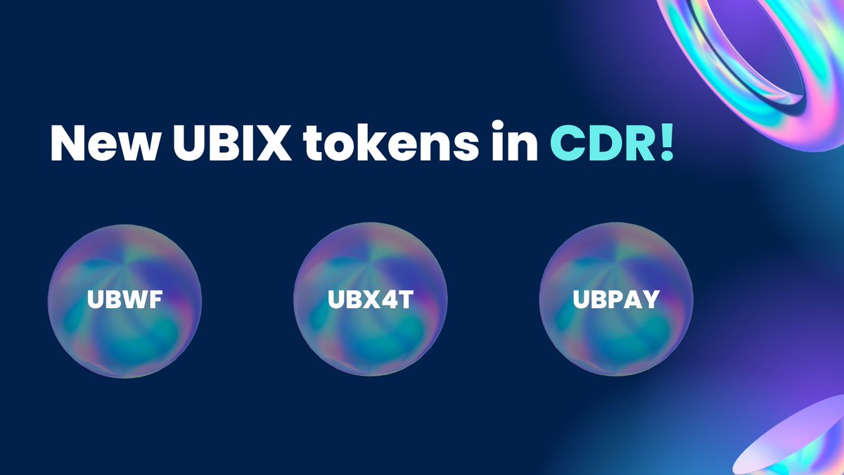 UBIX_Network's tweet photo. Are you already enjoyng CDR? Have a greater experience with it by swapping UBIX Network tokens we added recently:

🪙UBWF (native) - UBXP
🪙UBX4T (native) - UBX4T
🪙UBPAY (native) - UBXCF

We are happy to enhance our products ❤️

Link to CDR ➡️ https://t.co/ML2kZZB9wF https://t.co/mBzXw2k2tK