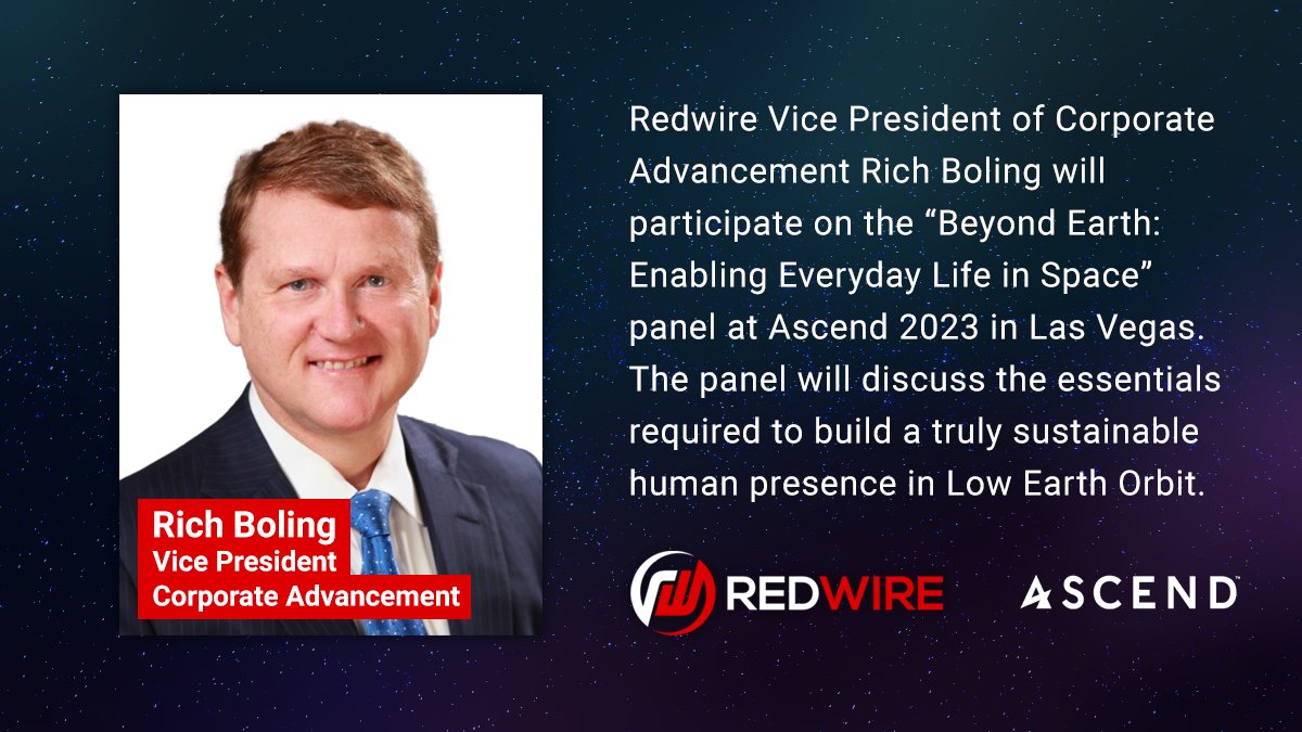 TODAY at #ascendspace! Join us as we discuss the essentials required to build a truly sustainable human presence in Low Earth Orbit. 

4:00pm – 4:45 p.m. PDT
Forum 135
redwirespace.com/newsroom/redwi…