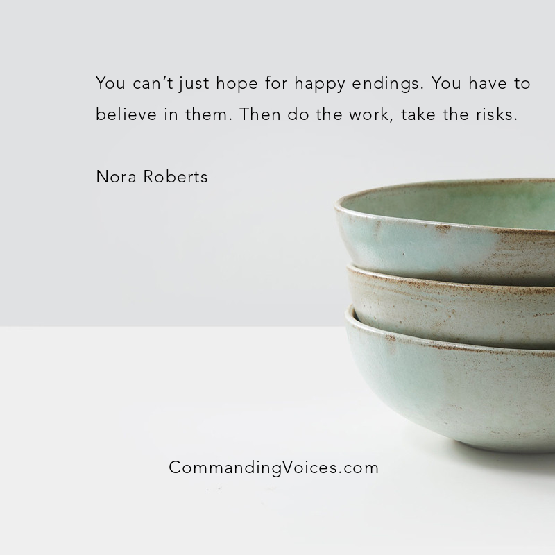 DrDPJohnson's tweet photo. You can’t just hope for happy endings. You have to believe in them. Then do the work, take the risks.

Nora Roberts
https://t.co/j9gNO9tnhx
#emotionalintelligence #risks #hope #noraroberts https://t.co/AbBNySmIPw