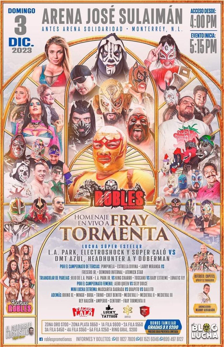 vmpenilla's tweet photo. Domingo 3 de Diciembre
Arena José Sulaiman
⭕ Monterrey N.L.
Homenaje a una #Leyenda de la #LuchaLibre
#FRAYTORMENTA https://t.co/vlq0s6p5lL