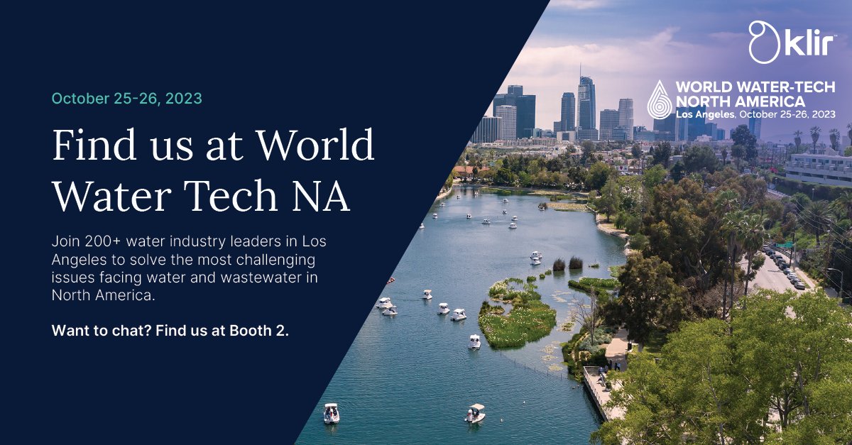The Klir team is headed to World Water Tech North America in Los Angeles tomorrow!

🌎 💧 Come see us at at Booth 2 to chat and dive deep into the future of water management.

See you there!

klir.com/world-water-te…

 #WorldWaterTechNA2023
